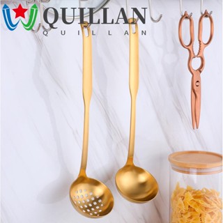 Quillan ทัพพีซุป แบบแขวนผนัง สเตนเลส สีทอง สําหรับหม้อไฟ อุปกรณ์ครัว ซุปรั่ว