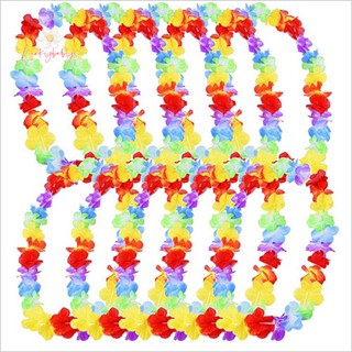 Luckybabys&gt; 10 ชิ้น ฮาวาย ดอกไม้ leis พวงมาลัย สร้อยคอ ชุดแฟนซี ปาร์ตี้ ฮาวาย ชายหาด สนุกใหม่