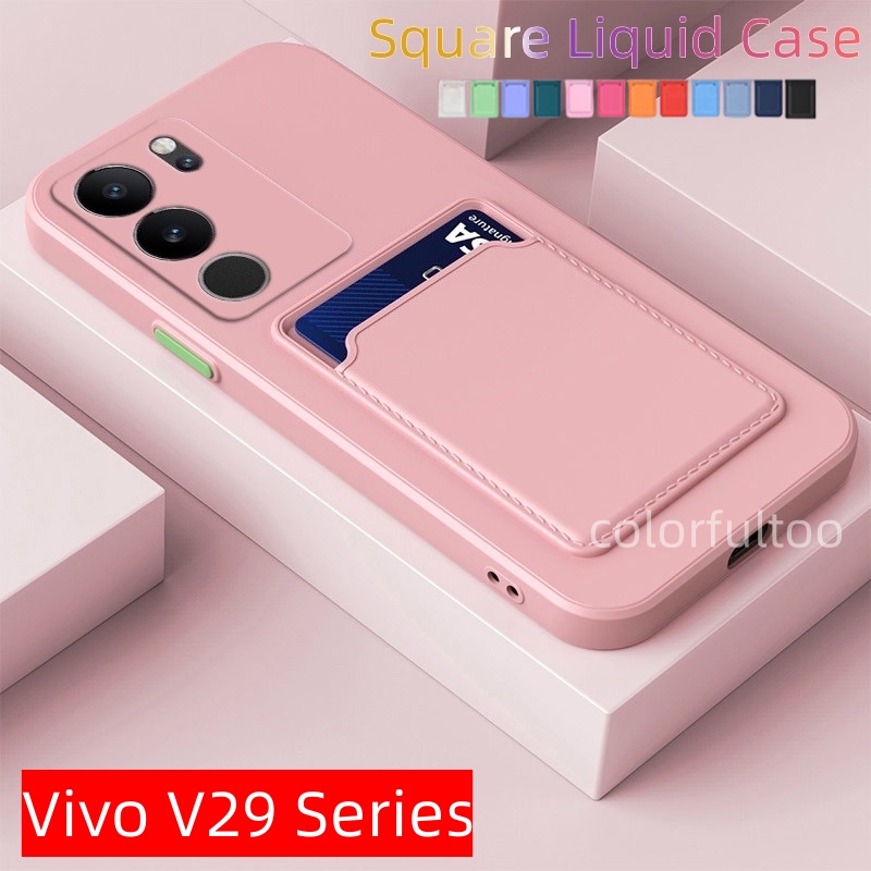ปลอกของเหลวสําหรับ Vivo V29 5G V29 Pro V29Pro VivoV29 Y28S Y18 Y28 Y03 4G 5G Square TPU ซิลิโคนนุ่มฝาครอบโทรศัพท์กระเป๋าสตางค์ช่องใส่การ์ดป้องกันปลอกกันกระแทกคู่เคสโทรศัพท์