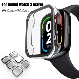 กระจกนิรภัย 9H และเคส PC แข็ง สําหรับ Redmi Watch 3 Active ฟิล์มกันรอยหน้าจอ ฟิล์มกันชนนาฬิกา สําหรับ Redmi Watch 3