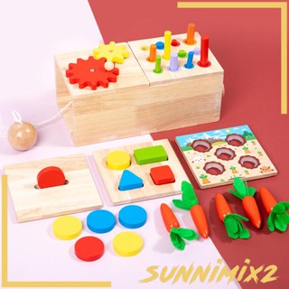 [Sunnimix2] ชุดกล่องไม้ 6 in 1 เพื่อการเรียนรู้ สําหรับเด็กผู้ชาย ผู้หญิง