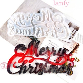 Lanfy แม่พิมพ์ซิลิโคนเรซิ่น อีพ็อกซี่ รูปตัวอักษร Merry Christmas สําหรับตกแต่งบ้าน