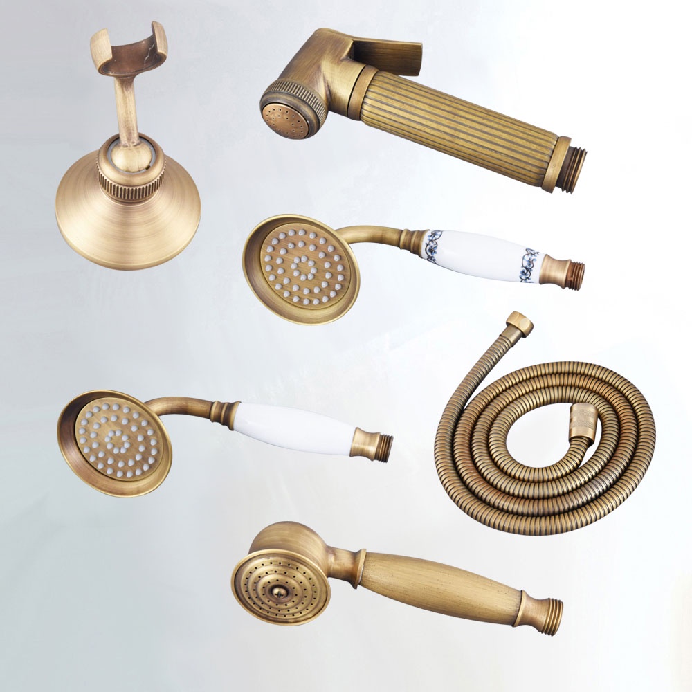 ชุดหัวฝักบัวอาบน้ํา ทองเหลือง สไตล์วินเทจย้อนยุค แบบเปลี่ยน สําหรับห้องน้ํา 2zh351