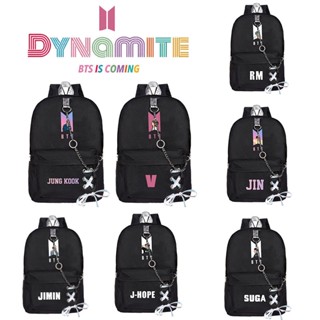 กระเป๋าเป้สะพายหลัง กระเป๋านักเรียน ผ้าแคนวาส ลายศิลปินเกาหลี BTS Dynamite