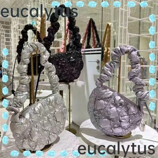 Eucalytus1 กระเป๋าสะพายไหล่ กระเป๋าถือ ผ้าฝ้าย ทรงสี่เหลี่ยม ลายอวกาศ สําหรับสตรี