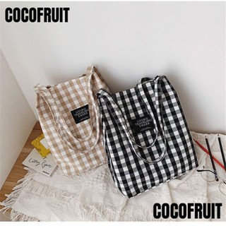 Cocofruit กระเป๋าสะพายไหล่ ผ้าแคนวาส ลายสก๊อต แฟชั่นสําหรับสตรี