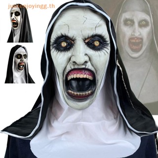 { Justenjoyingg.th } หน้ากากยาง รูป The Horror Scary Nun พร้อมผ้าพันคอ สําหรับแต่งคอสเพลย์ฮาโลวีน