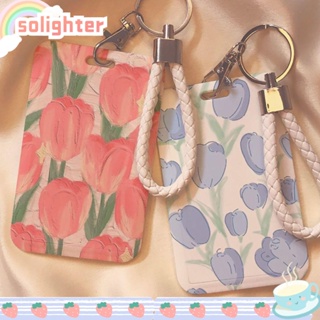 Solighter กระเป๋าใส่บัตรเครดิต พลาสติก ลายรถบัสน่ารัก สําหรับนักเรียน