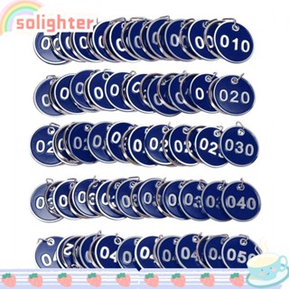 Solighter ป้ายแท็กตัวเลข 1-50 อลูมิเนียม ทรงกลม สีฟ้า สําหรับแขวนกุญแจ