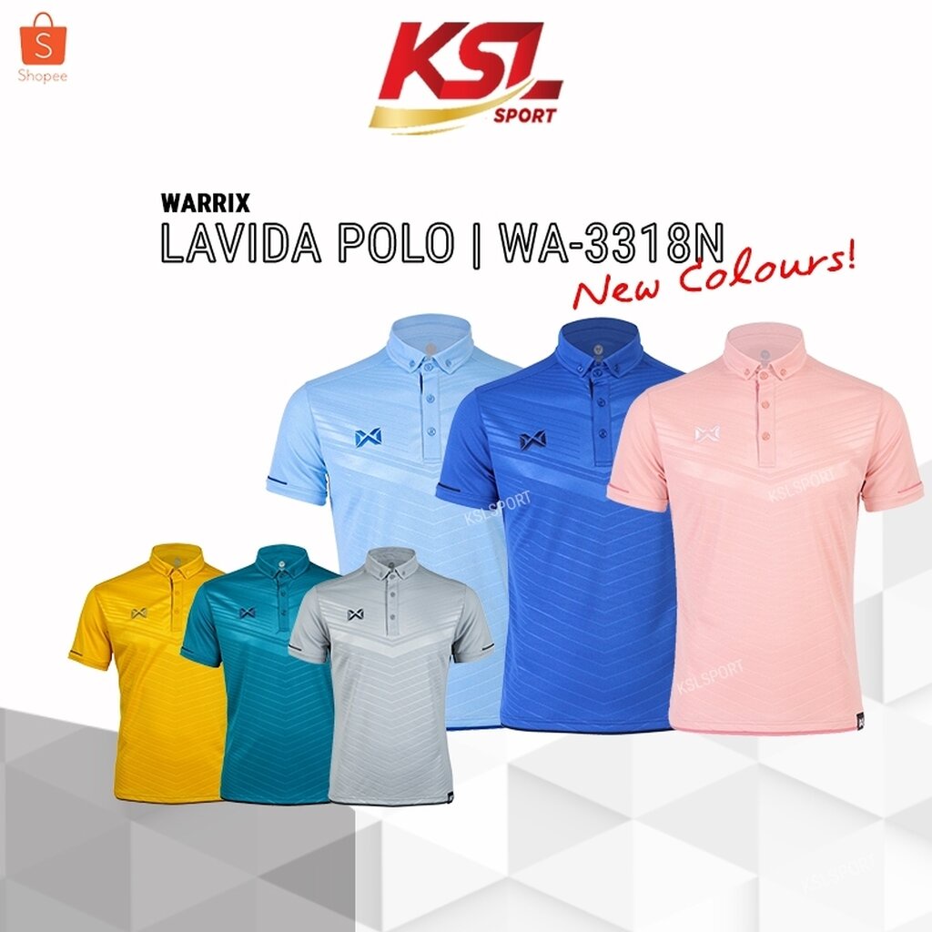 Warrix เสื้อโปโล พิมพ์ลาย วอริกซ์ WA-3318N 3318 LAVIDA สีทอง,คราม,เทา,น้ำเงิน,ฟ้าอ่อน ไม่ต้องรีด