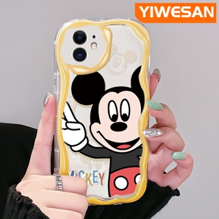 สําหรับ iPhone 11 11 Pro 11 Pro Max เคสการ์ตูนมิกกี้เมาส์ น่ารัก ซิลิโคน เคสโทรศัพท์ ขอบคลื่น ที่มีสีสัน เนื้อครีม นิ่ม ใส เคส