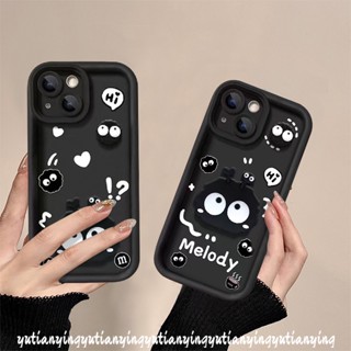 เคสโทรศัพท์มือถือแบบนิ่ม ลายการ์ตูนเมโลดี้น่ารัก สีดํา สําหรับ Oppo A17 A77 A7 A52 A96 A16K A95 A76 A31 A1k A55 A17k A92 A77s A5s A74 A3s A12 A16 A15S A54s A53 A16s A9 A16E