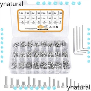 Ynatural ชุดน็อตสกรูซ็อกเก็ต M3 M4 M5 และน็อต สเตนเลส 304 600 ชิ้น