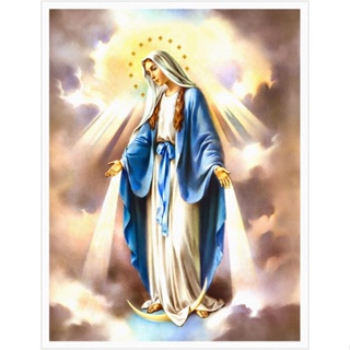 โปสเตอร์ผ้าใบ พิมพ์ลาย Virgin Mary สไตล์วินเทจ สําหรับตกแต่งผนัง