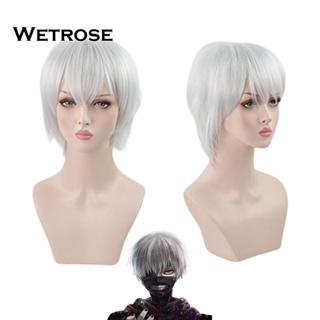 [Wetrose] วิกผมคอสเพลย์อนิเมะ Tokyo Ghoul Kaneki Ken สีเงิน สีขาว