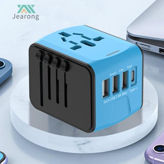 All-in-one อะแดปเตอร์ปลั๊กไฟ AC แบบพกพา พร้อม 3 USB และ 1 Type C พอร์ต [Jearong.th]