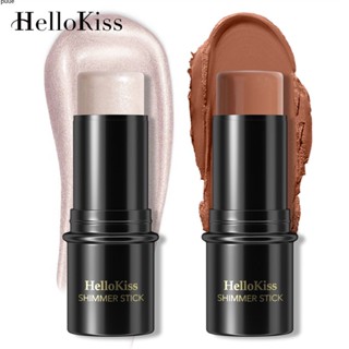 HelloKiss 3D Contouring Stick HighGloss Finish สำหรับ Delicate Small VFace Contour Stereo Pearlescent Shadow แต่งหน้าหญิง face Contour Stick High gloss Shadow Stick puueqg