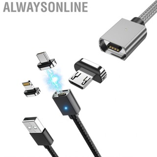 Alwaysonline Magnetic Charging Cable 3A Fast Transmission Wire 2 in 1 with Micro USB Plug TPYE C Connector