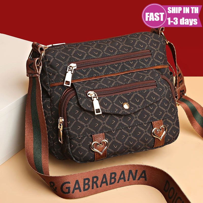 ไหล่ Cross Body Bag สําหรับผู้หญิง Nlyon ผ้าน้ําหนักเบาและหลายกระเป๋าแฟชั่นพิมพ์น้ํากระเป๋า Messenger