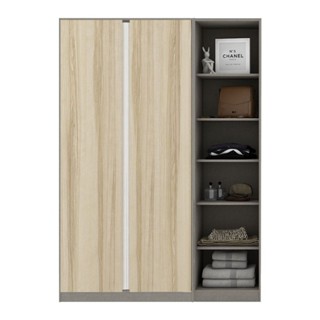[กทม. 3-5 วัน ส่ง] Koncept furniture ตู้เสื้อผ้าบานเปิด รุ่น Blox สีไม้อ่อน (150x59x210 ซม.)