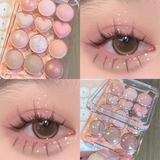 Hot Sale# plain-looking twelve-color eye shadow plate! Low saturation Pearl light flashing brightening gray powder brown daily large earth color beginner female 8cc