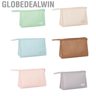 Globedealwin Portable Travel Cosmetic Bag Candy Color Large  PU Leather Makeup Bathroom Hook Wash Pouch