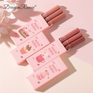 Ice Cream Matte Lip Gloss Set - Velvet Matte Lipstick Trio NonStick Cup Lip Glaze แต่งหน้าลิปสติกชุดของขวัญแต่งหน้าริมฝีปากกันน้ำ 3 ชิ้นชุด moisturizing liptint puueqg