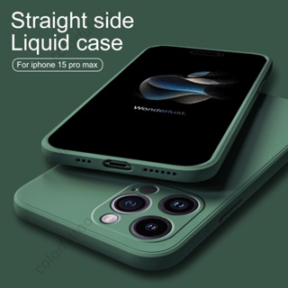 For iPhone 15 Pro Max 15Plus 15ProMax iPhone15 i15 Liquid Silicone TPU Soft Phone Case Simple Fashion Camera Lens Protection Shockproof Couple Back Cover