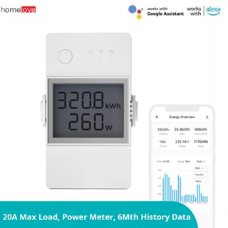 Sonoff Pow Elite 16a/20a Power Sensor สวิตช์อัจฉริยะพร้อม Esp32 ชิปป้องกันการโอเวอร์โหลดพร้อมหน้าจอ LCD ผ่าน Ewelink Alexa Google Home homelove