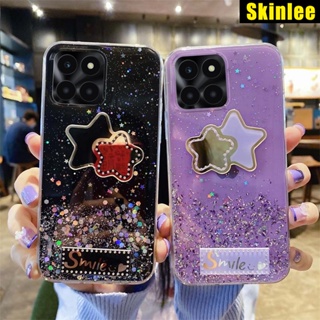 เคสโทรศัพท์มือถือแบบนิ่ม ใส แต่งกลิตเตอร์ดาว พร้อมกระจก สําหรับ Honor X6A X6 A6S X8 X8A X8A X8 X6 X6A X6S