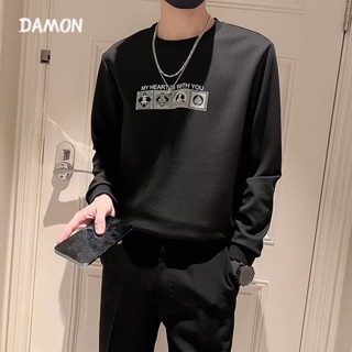 Damon เสื้อสเวตเตอร์ แขนยาวเสื้อคู่ เสื้อกันหนาว เสื้อฮู้ด หลวม ใส่สบายๆ 2023 NEW MWY2390KUI 37Z230913