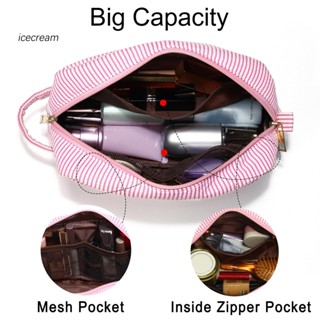 Icecream12.mx กระเป๋าเครื่องสําอาง ลายตัวอักษร ความจุขนาดใหญ่ แบบพกพา ทนทาน สําหรับบ้าน และเดินทาง