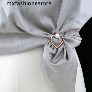 Mxfashione ผู้หญิง ผ้าพันคอ หัวเข็มขัด อินเทรนด์ วินเทจ มุก หัวใจ สําหรับเด็กผู้หญิง แหวนผ้าพันคอ พลอยเทียม