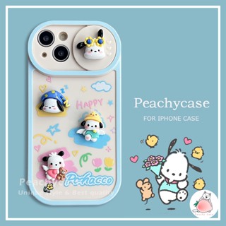 เคสโทรศัพท์มือถือ TPU แบบนิ่ม ลายการ์ตูน Pochacco มีสไลด์ป้องกันกล้อง สําหรับ iPhone 15 Plus 14 13 12 Pro Max 11