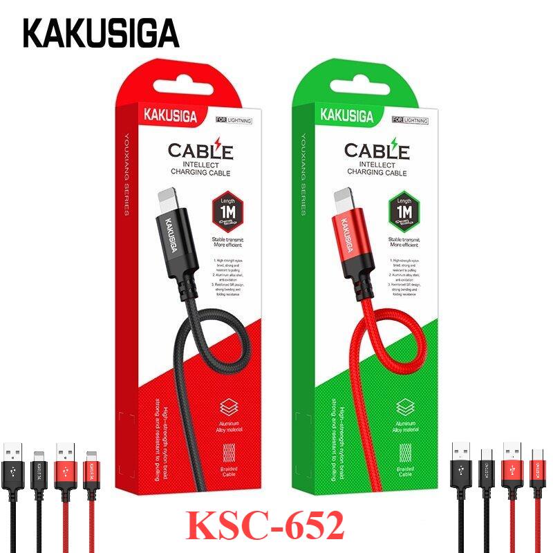 สายชาร์จ KAKUSIGA KSC-652 ยาว 1 เมตร สายถัก USB อัจฉริยะYouxiang Series Smart Charging Data Cable