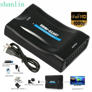 Shanlin อะแดปเตอร์แปลงสายเคเบิ้ลเสียง 1080P HD HDMI เป็น SCART สําหรับ DVD TV USB