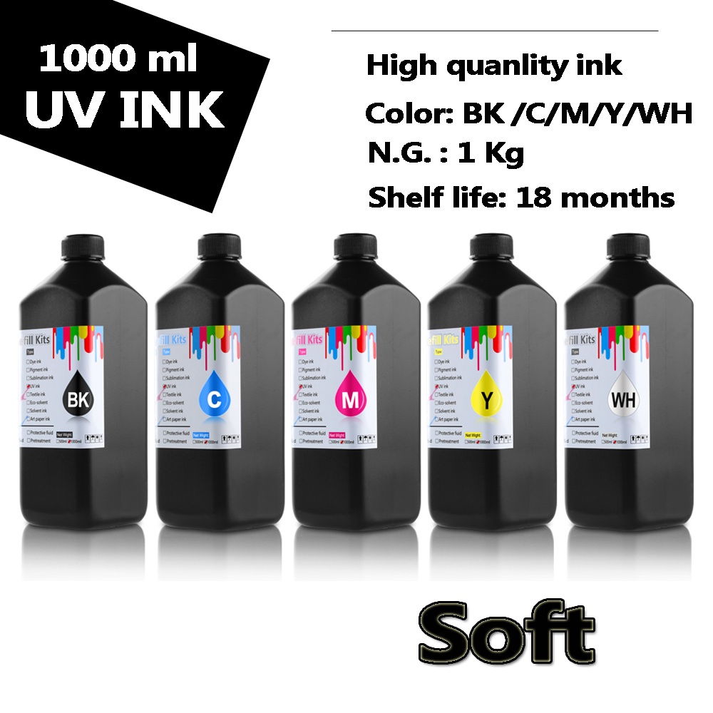 1000ML/bottle Led UV ink For Epson DX5 DX6 DX7 DX9 DX10 XP600 TX800 WF5110 WF7610 L800 L805 1390 R28