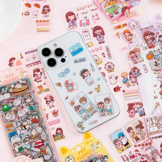 (10 ชิ้น / แพ็ค) สติกเกอร์โน๊ตบุ๊ค ลายการ์ตูนสัตว์เลี้ยง ดาวเคราะห์น่ารัก กันน้ํา วัสดุ PET ตกแต่ง