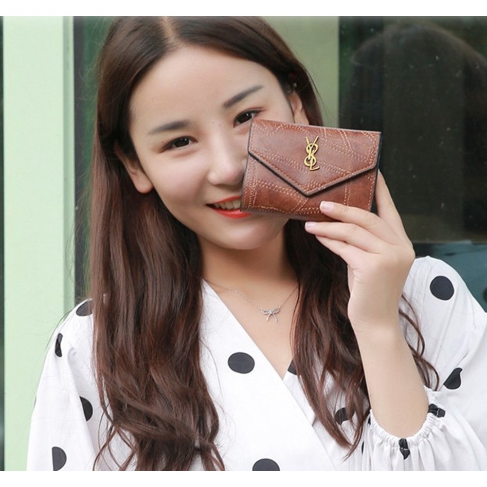 RIK MH126 กระเป๋าสตางค์ผู้หญิง กระเป๋าสตางค์นําเข้า กระเป๋าสตางค์แบบพับได้ขนาดเล็กน่ารักและสวยงาม C1