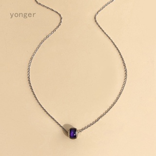 Yonger สร้อยคอโซ่ จี้เซนเซอร์อุณหภูมิ เปลี่ยนสีได้ เครื่องประดับแฟชั่น