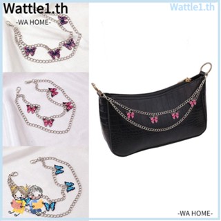 Wttle สายโซ่กระเป๋า สองชั้น ลายผีเสื้อ DIY อุปกรณ์เสริม แบบเปลี่ยน สําหรับกระเป๋าถือ 2 ชิ้น