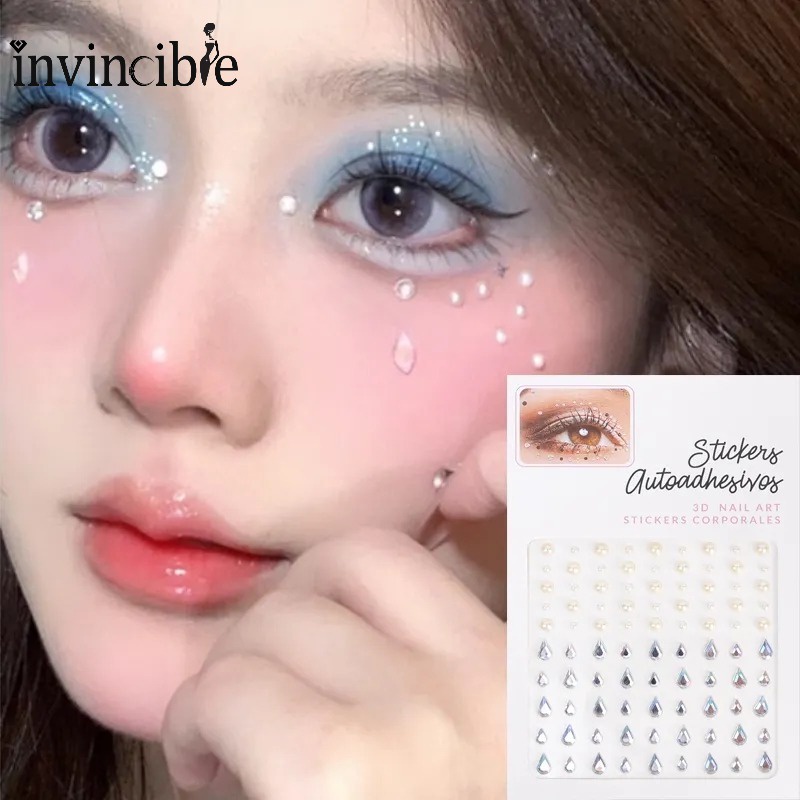 สติกเกอร์เพชรเทียม พลอยเทียม คริสตัล ไข่มุก อะคริลิค 3D สําหรับตกแต่งเล็บ DIY