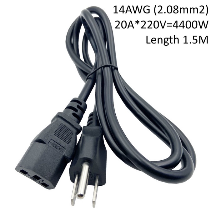 Power Cord Cable AC 3ขา สายหนาพิเศษ ทนกระแสสูง 3 x 2.08mm2 (14AWG) ทนกระแส 20A ความยาว 1.5M [JM]