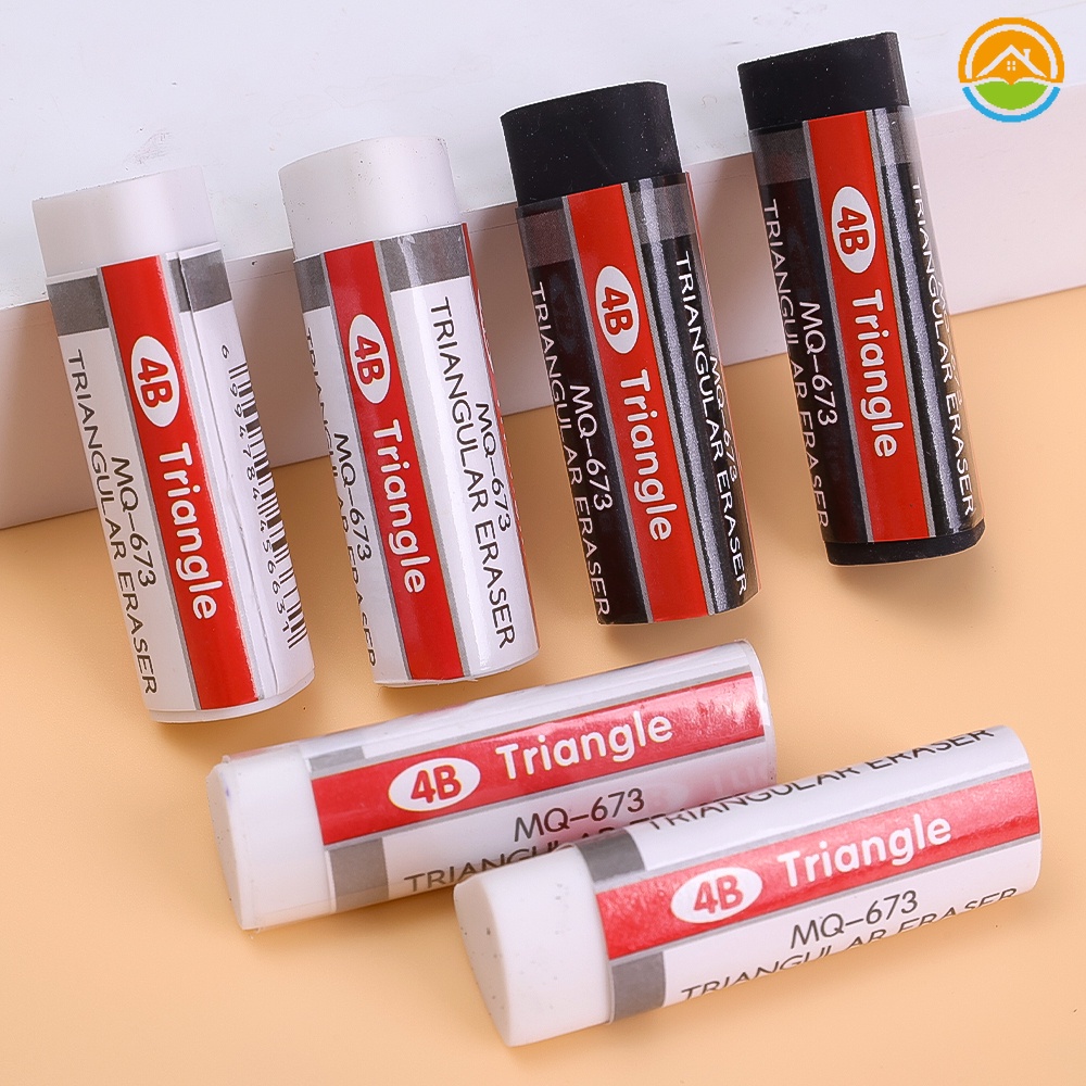 ยางลบสามเหลี่ยม สีดํา สีขาว เรียบง่าย / ยางลบ 4B สร้างสรรค์ เครื่องเขียน โรงเรียน สําหรับเด็ก