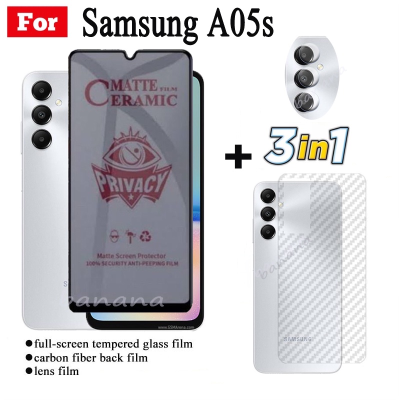 3 IN 1 Samsung A05s A05s A 05 A0 5s Anti-Spy Privacy Ceramic film ปกป้องหน้าจอและฟิล์มด้านหลัง