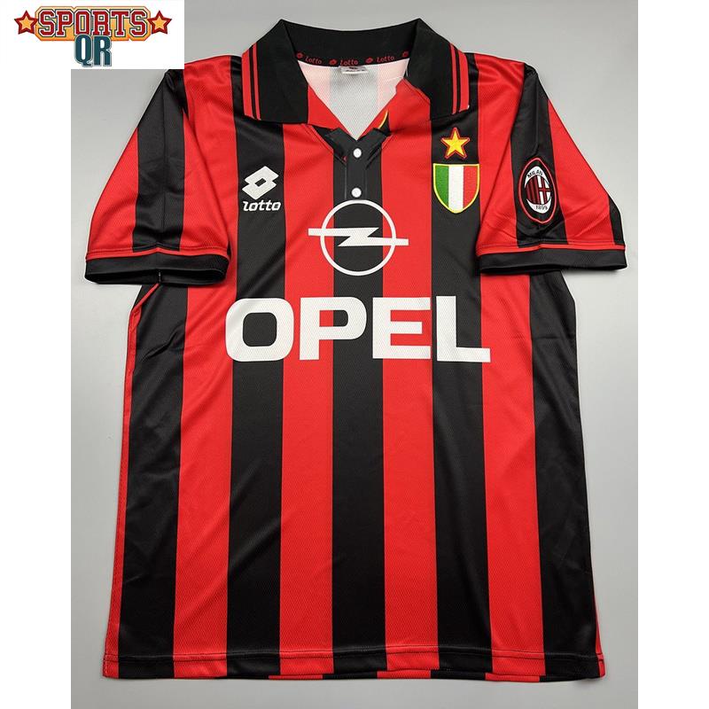 เสื้อกีฬาแขนสั้น ลายทีมวิวัฒนาการ AC Milan 1996 AC Milan Home Classic 1996-97 สไตล์วินเทจ