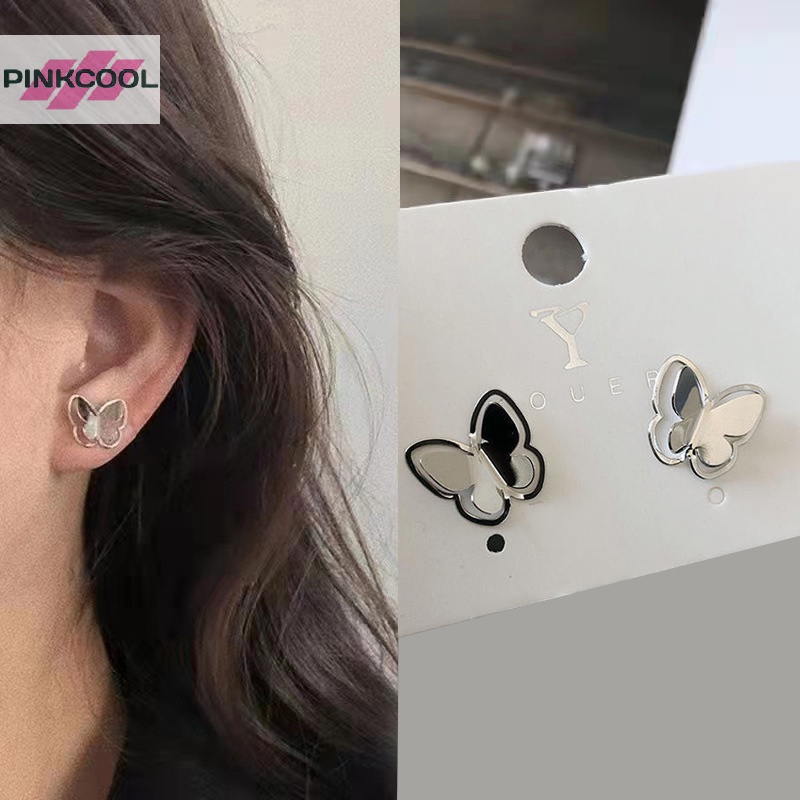 Pinkcool ขายดี ต่างหู รูปผีเสื้อ ขนาดเล็ก สไตล์ญี่ปุ่น และเกาหลีใต้ สวยหรู เรียบง่าย สําหรับนักเรียน