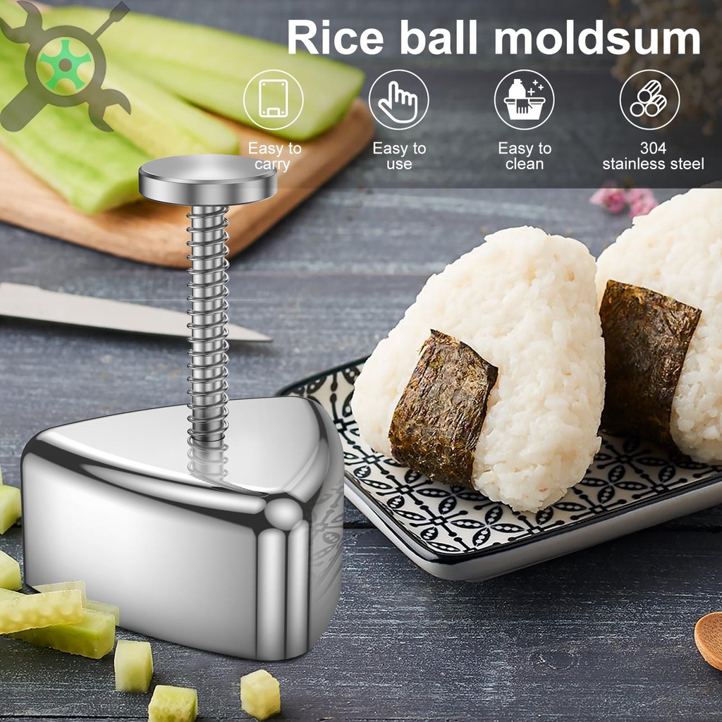 Onigiri แม่พิมพ์ข้าวปั้นซูชิ สเตนเลส 304 ทรงสามเหลี่ยม ไม่ติดผิว แบบพกพา DIY