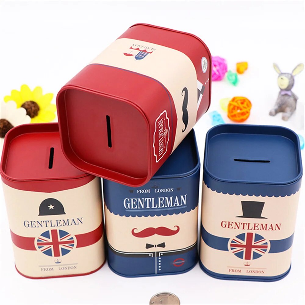 Piggy Bank Saving Money Box Money Box Cartoon Coin Counter Bank  Rectangular Metal Coin Storage Boxe
