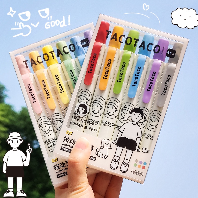 ปากกามาร์กเกอร์ ไฮไลท์ ขนาดใหญ่ จุของได้เยอะ ป้องกันดวงตา สีสันสดใส แบบสร้างสรรค์ สําหรับนักเรียน